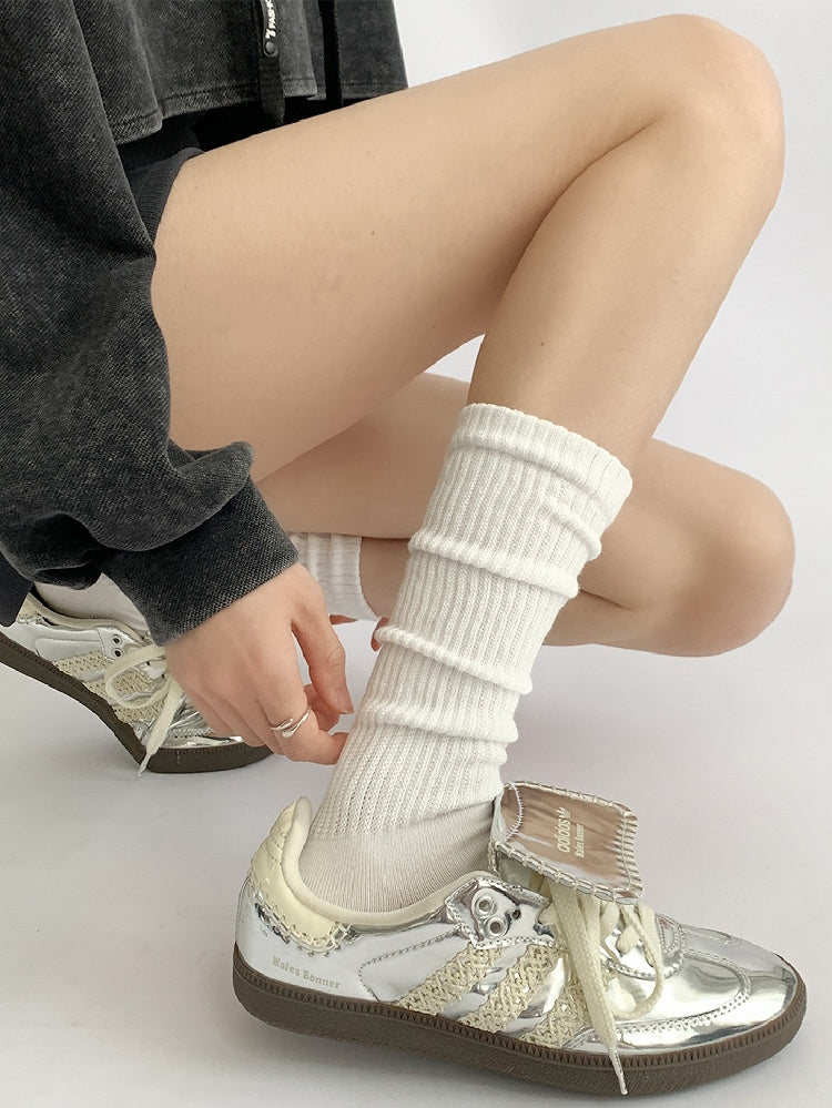 Knitted Calf White/Beige Socks
