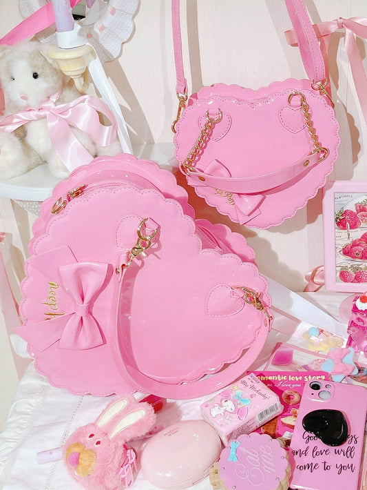 Barbie Design Leather Heart-shaped - Bag Pink 2-Way PU Lolita in Sweet