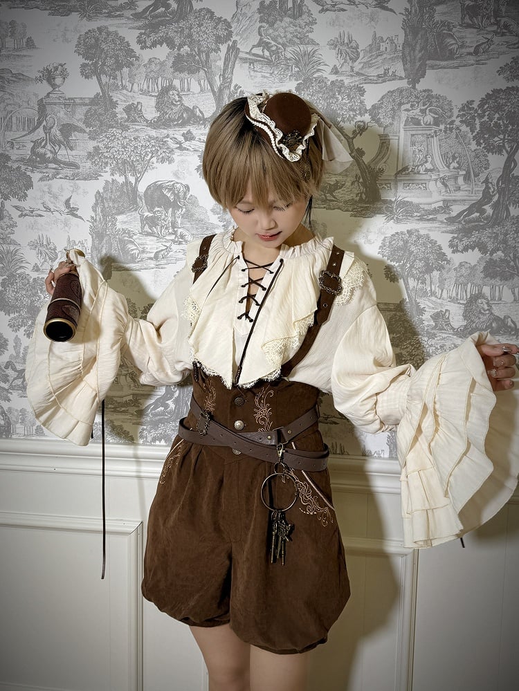 Waist Corset Belt with High Coffee Shorts Lolita Ouji Straps