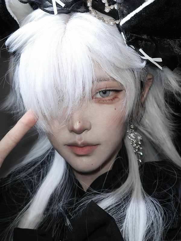 White With Bangs 64CM Length Wig Full