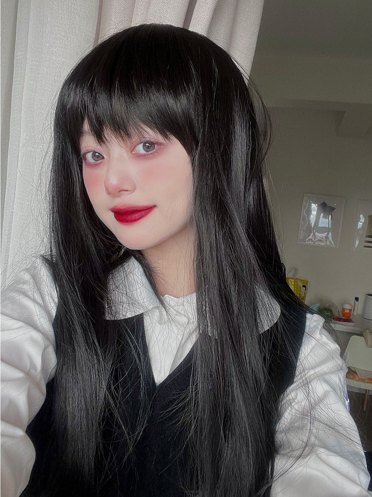 72CM Bangs Wig With Straight Length Black Air