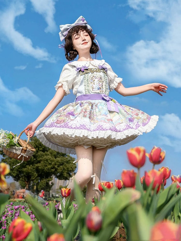 Trauben Overall Papagei Süßes Lolita-Kleid mit Print und niedlich