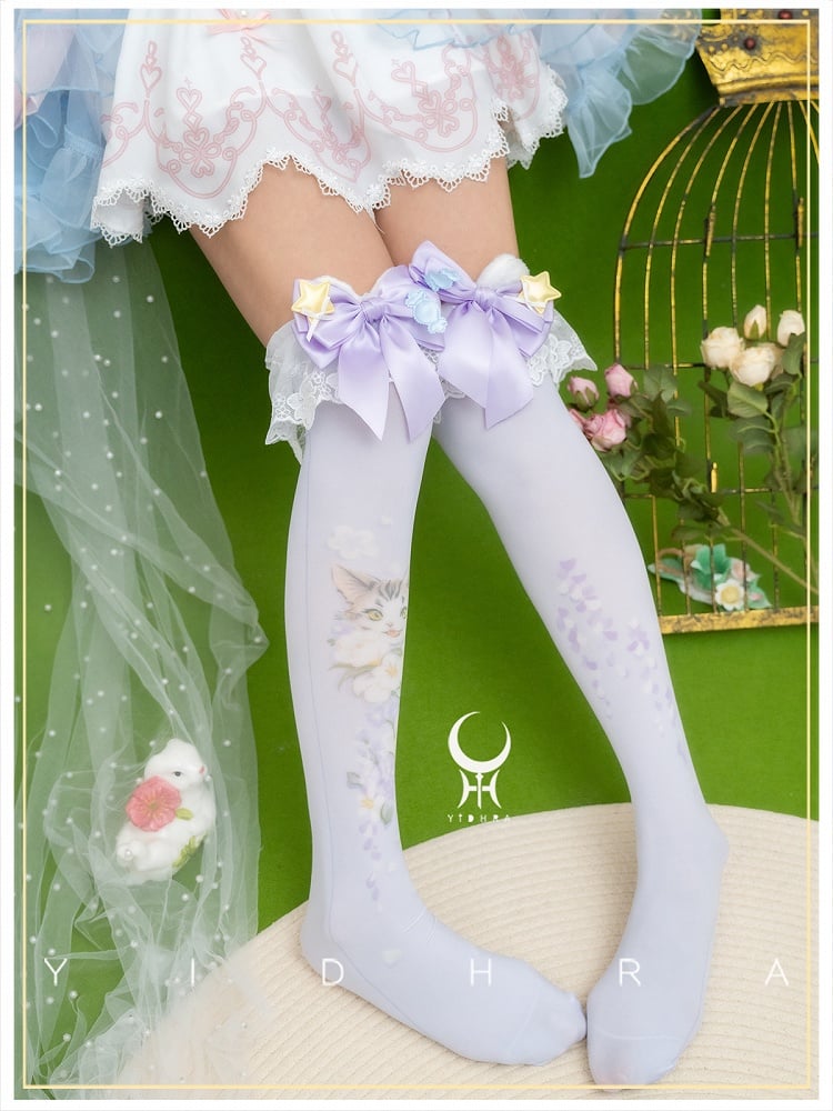 Süße Lolita Overknee-Strümpfe mit Animal-Print