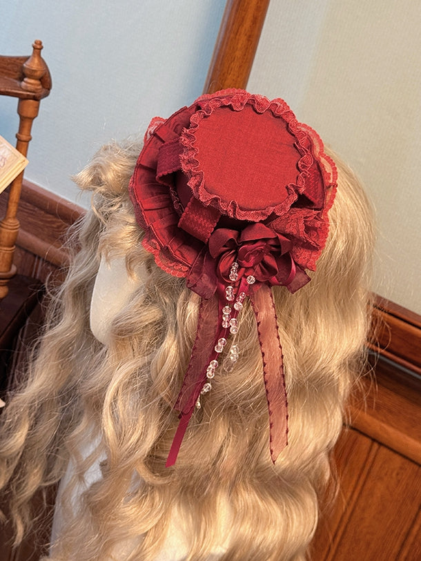 Beige Mini Hut / Blau Schwarz Lila Rot