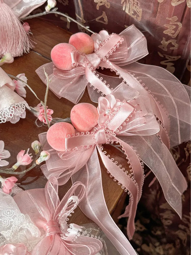 Pink Peach Bowknot Hairclip