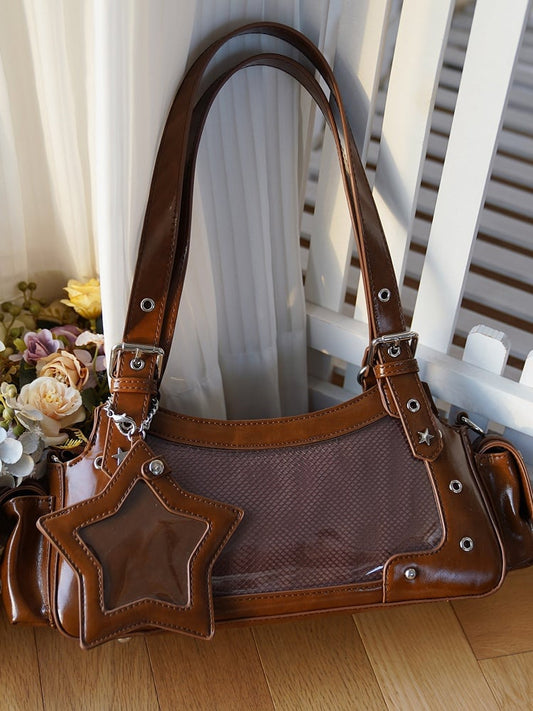 Bag Ita Charm Y2K With Shoulder Brown PU Star