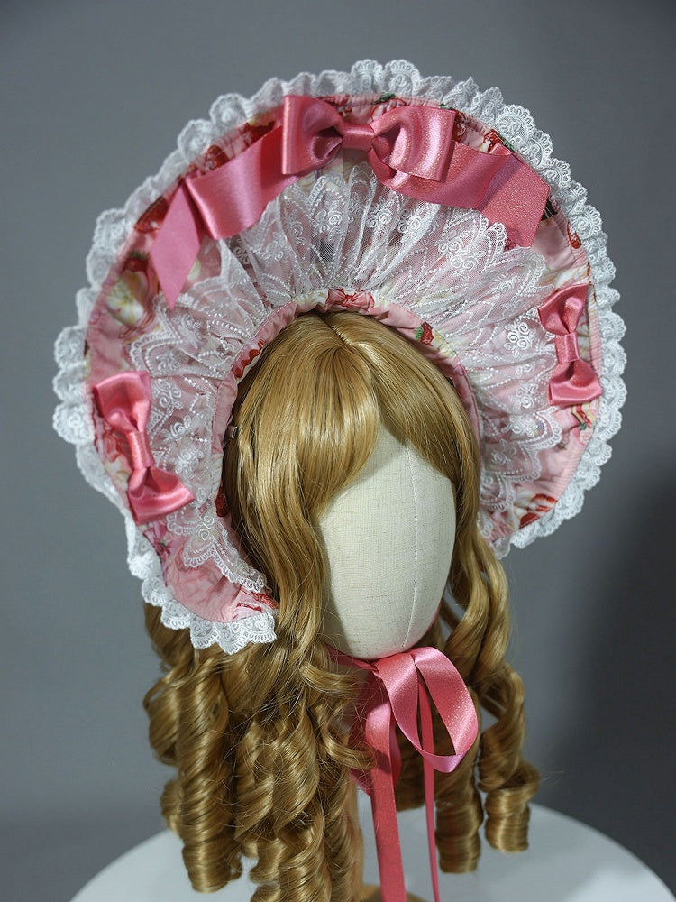 Lolita Pink Yellow White Sweet Bonnet /