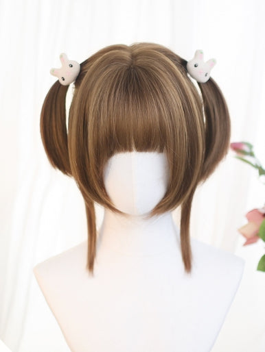 Brown Wigs With 25-30cm Short Bangs