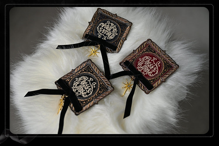 / Blue Black Red Dark Brooch Embroidered