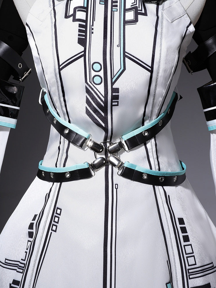 Bunny Sleeves KC Dress Techwear Halter Neck Urban Cyberpunk White + Ears