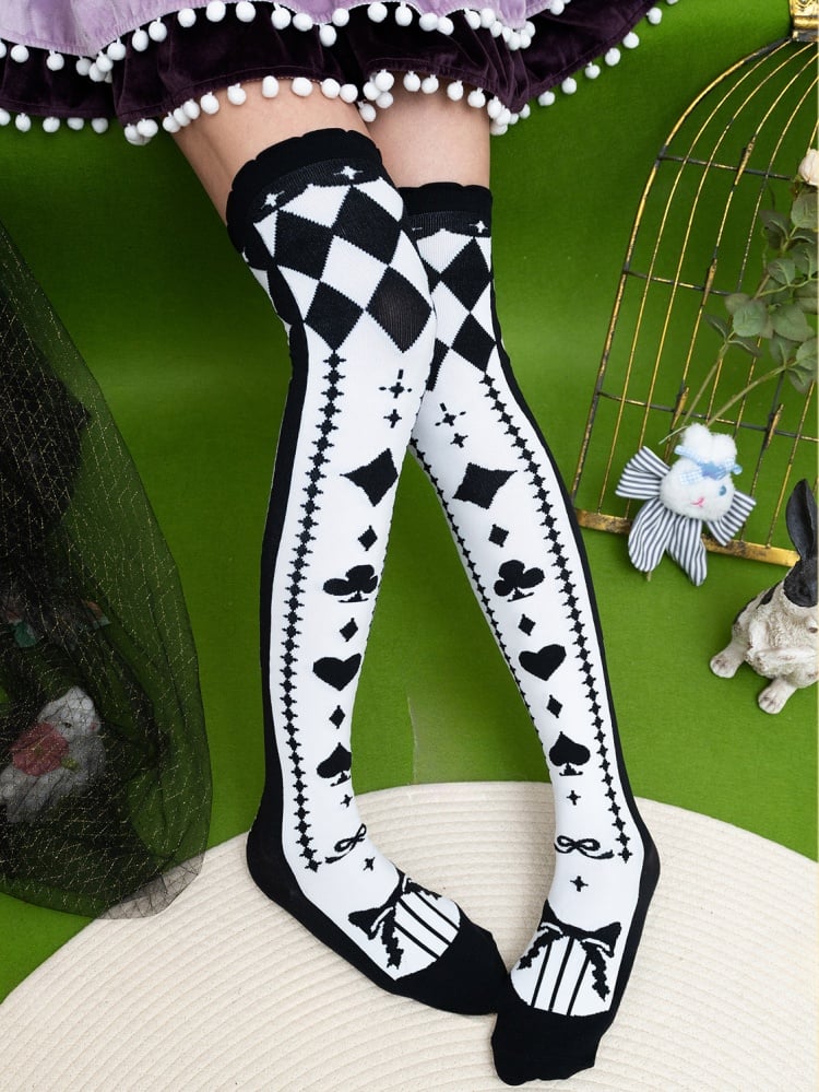 Diamond Pattern Over Knee Stockings