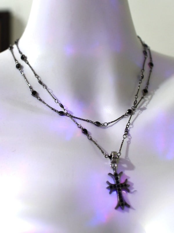 Necklace Charm Buckle Cyberpunk + Choker Black Cross