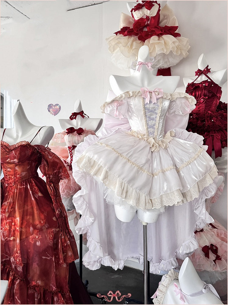 Light Dress Square Neckline and Short Puff Sleeves Sweet Lolita Princess Purple Puffy