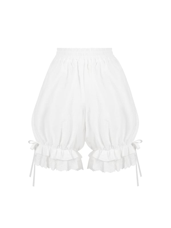 Lolita Waist Elastic and Cuffs White Bloomers