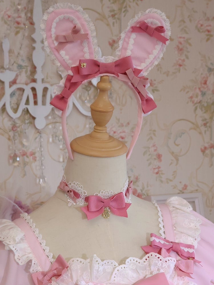 Details Pink Bowknot Choker