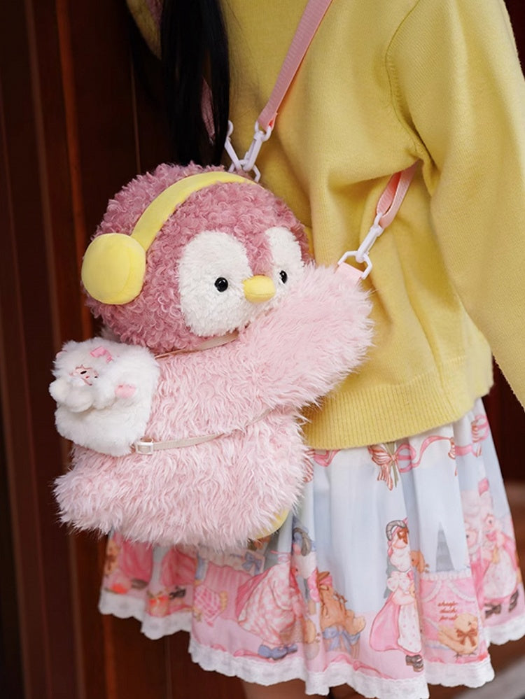 Pink Bag 2 Penguin Options Cute Middle/Large + Backpack/Crossbody Keychain Plush Size