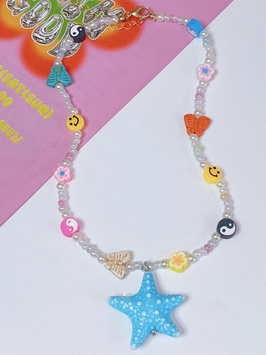 4 Pendant Color Necklace Starfish Beaded Y2K Options