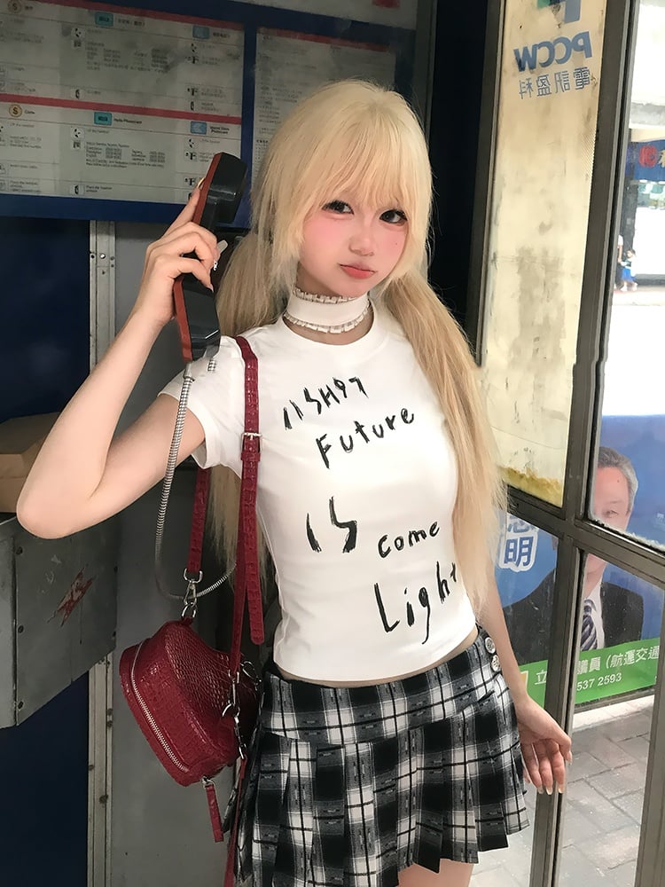 Weißes Bittersweet-T-Shirt mit Rundhalsausschnitt und Buchstabendruck