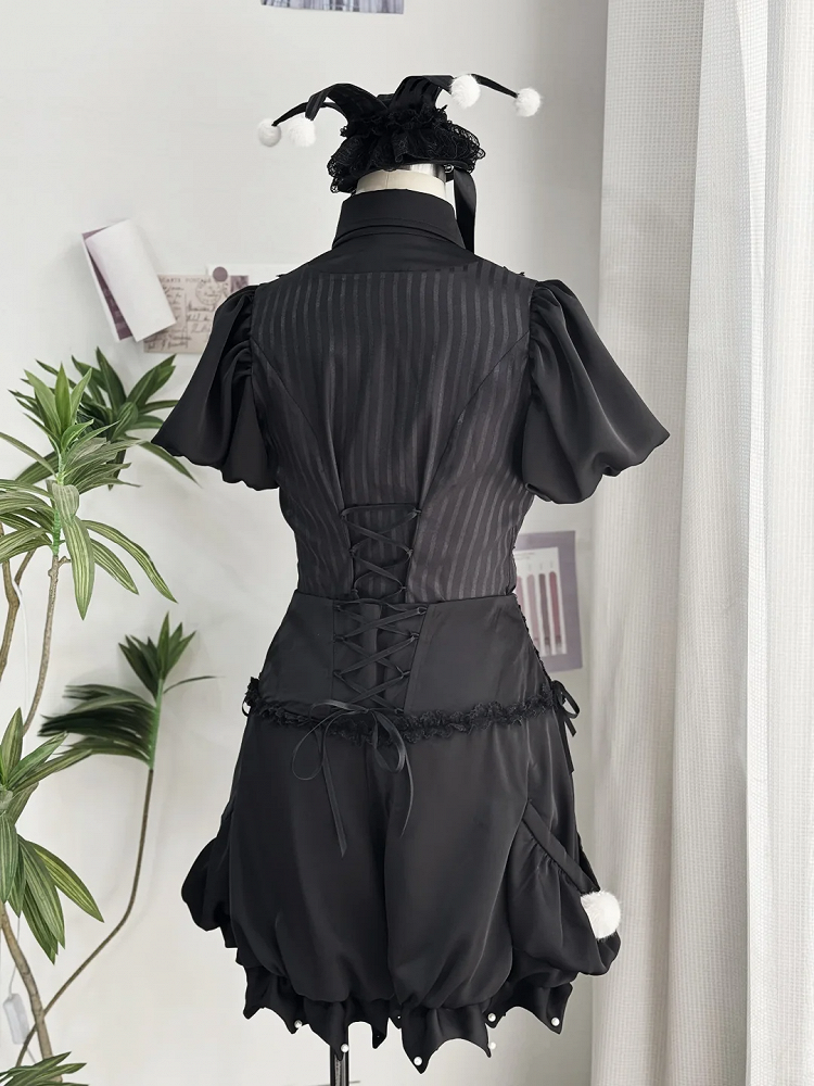 - Outfit Vibes Clown Pointed Collar Black Lolita Ouji Circus