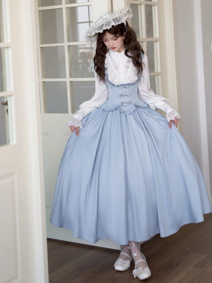 Classic Jumper Ruffle Bust Lolita Dress Under Trimming Skirt Edge Scalloped Elegant Blue