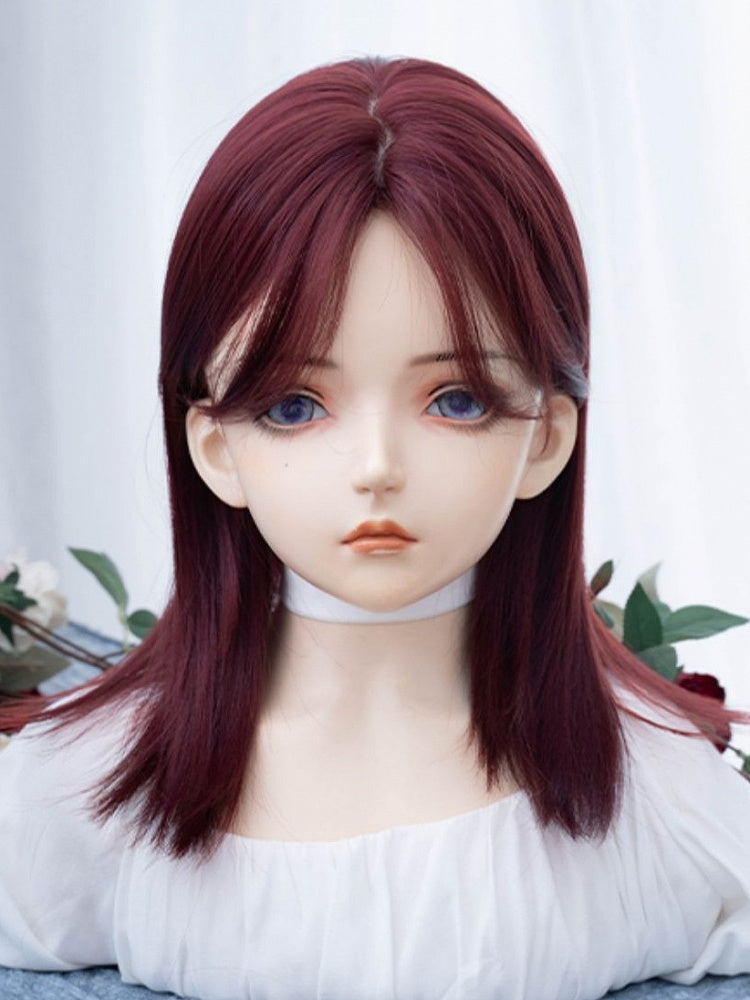 Reddish Brown Straight Synthetic Wig With Bangs