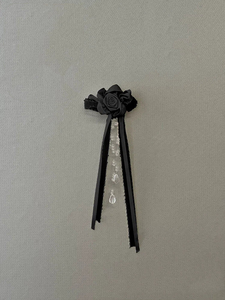 Brooch Flower / Purple Black Beige Red