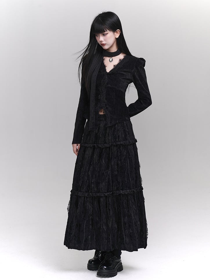 Gothic Black Ankle Length Skirt