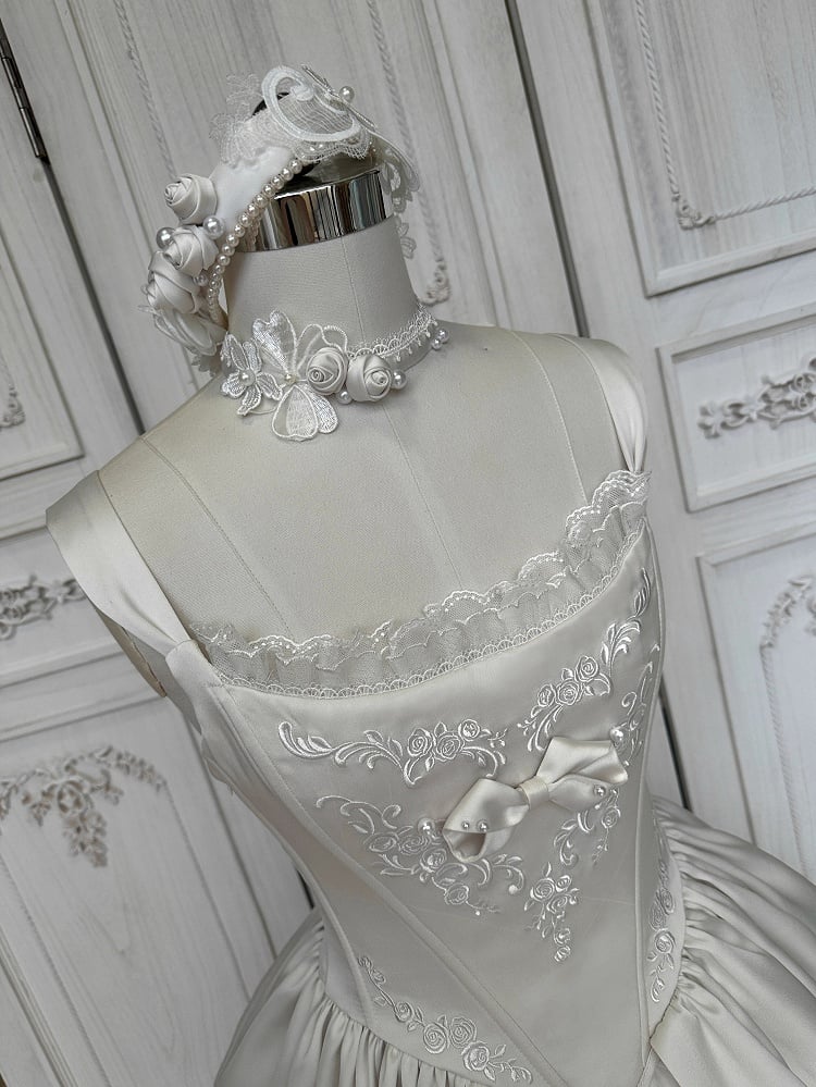Robe de mariée élégante blanche Rosette Hanayome Lolita JSK, ensemble complet