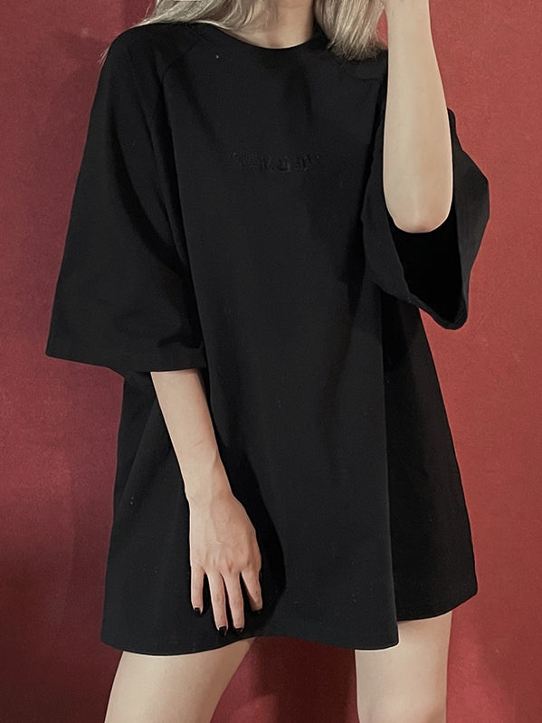 Oversized Dark mit Kleid Black Frenzy Tonal T-Shirt Stickerei