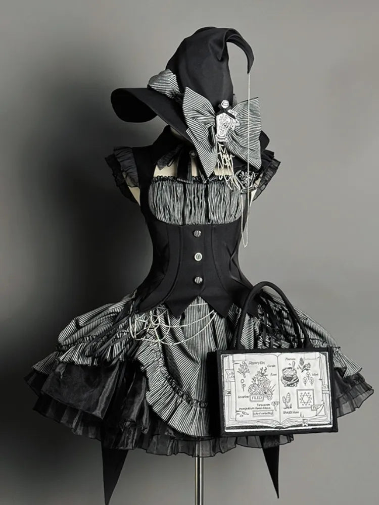 Black Magic Book Embroidery Hand Bag