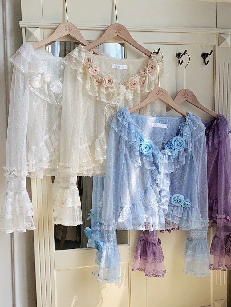 ローズブラックホワイトブローチ / ブルーパープルベージュ