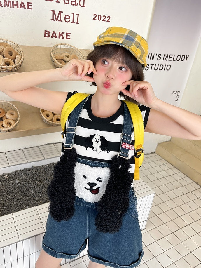 Blue Plush Puppy Denim Overalls