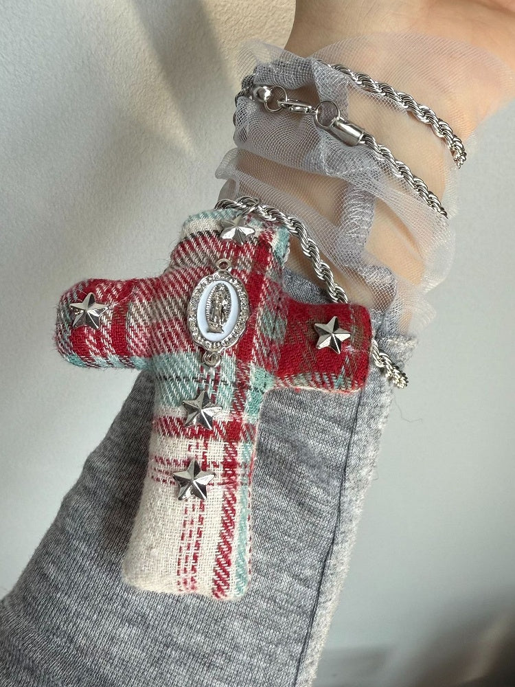 Necklace Y2K Cloth Cross Pendant