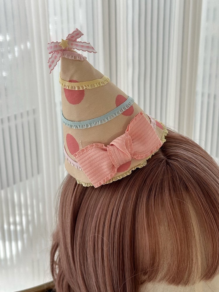 パターン バースデー 水玉模様 ピンク 帽子