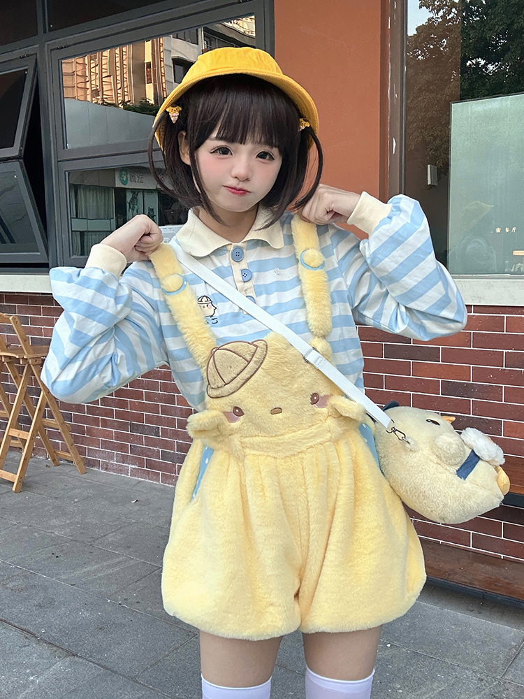 リトルチキン ブルー ストライプ ロングスリーブ トップス