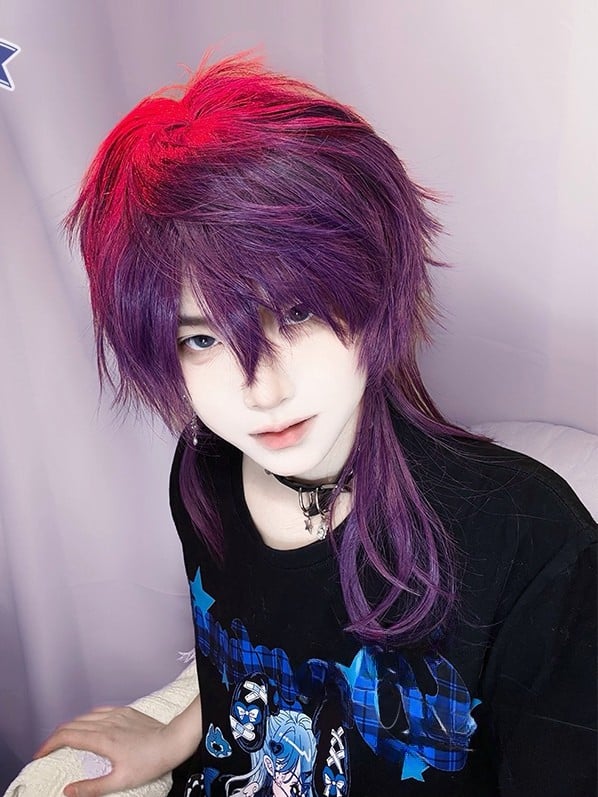 Style Purple Wig Length 40CM Ouji With Bangs