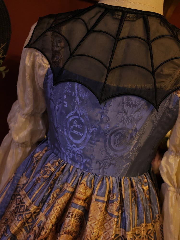 Organza Moth Brooch Spider Web Embroidery Butterfly with and Black Detachable Fake Collar