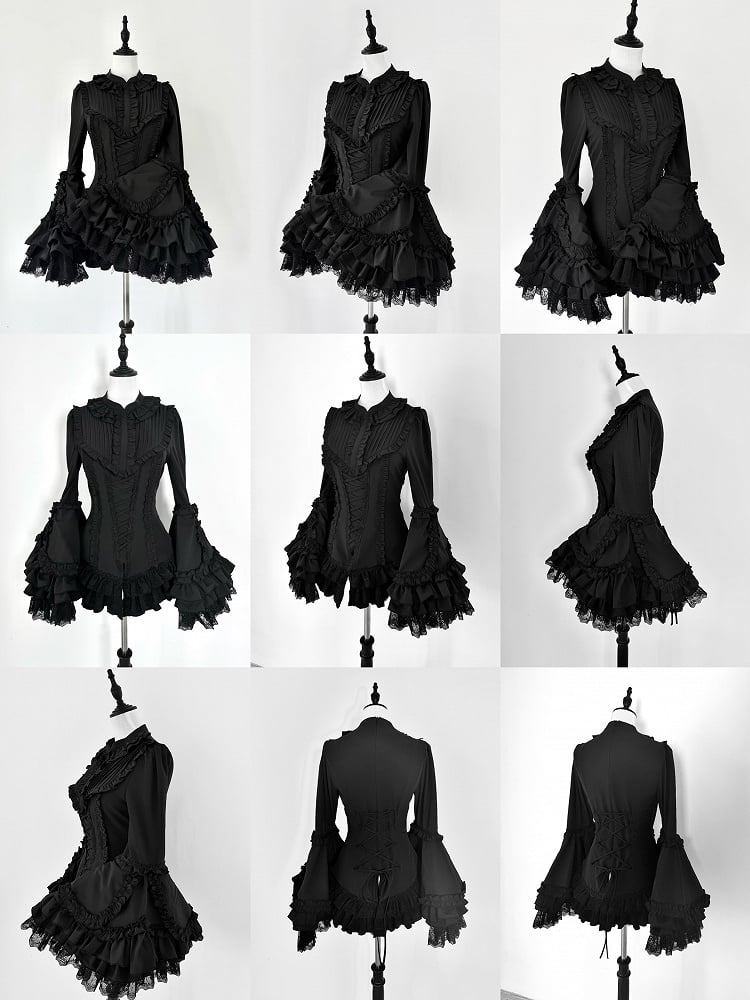 Lolita Sleeves Gorgeous Kuro Layered All Shirt Long Black Bell Gothic