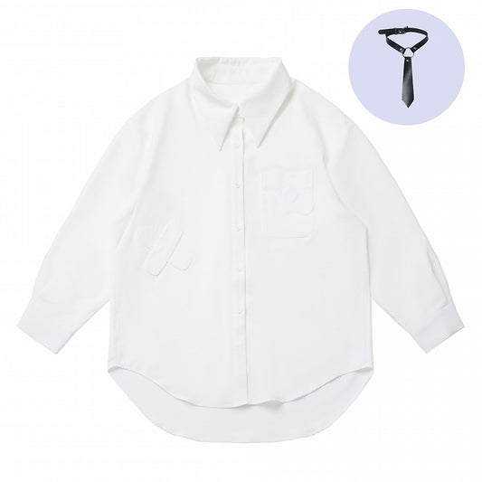 White Band-aid Shape Appliques Shirt