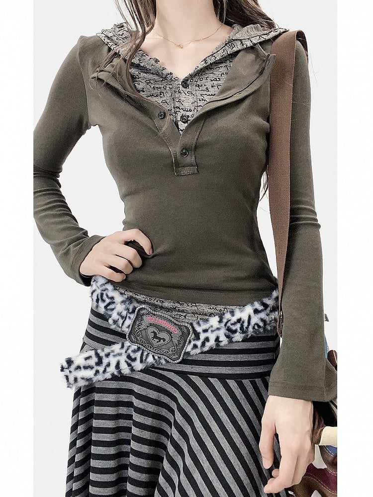 Punk Green Two-piece Top Hoodie Army Wasteland