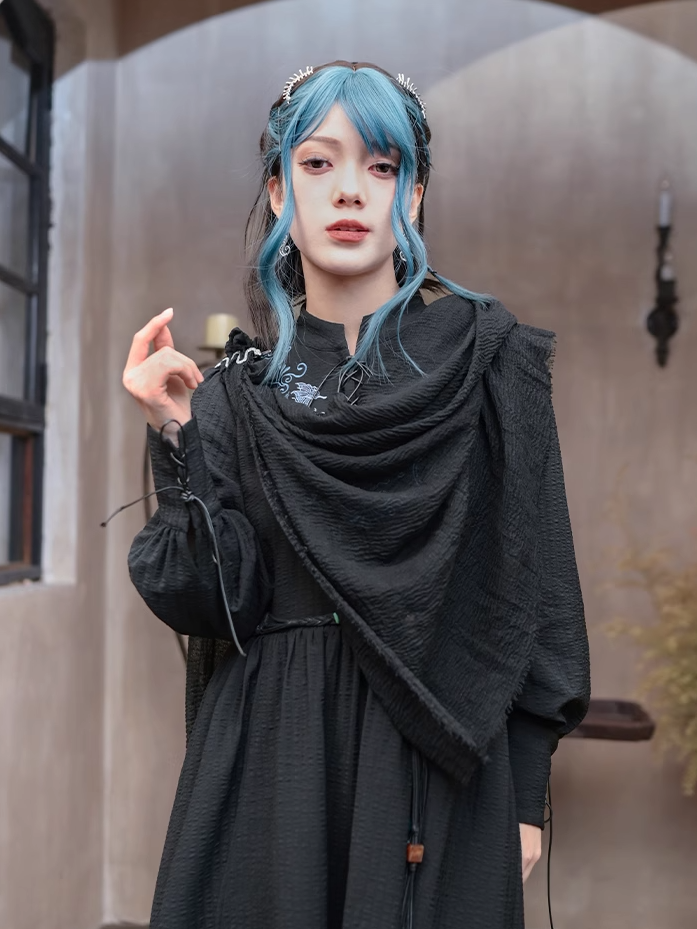 Punk Raw Hem Schwarz Wasteland Vintage Schal