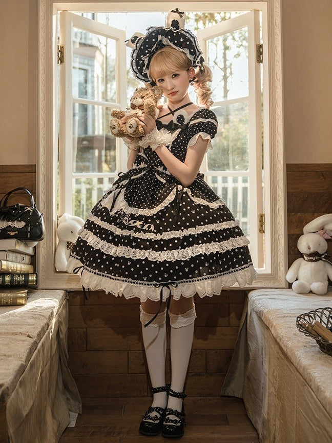 Pattern Ears Blue Pink Bonnet Polka-dot Black / Red Bunny