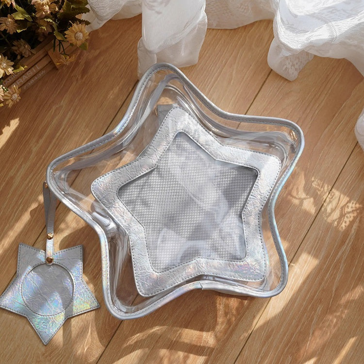 Holographic with Set PU Badge Detachable Charm Color Star-shaped Ita Bag