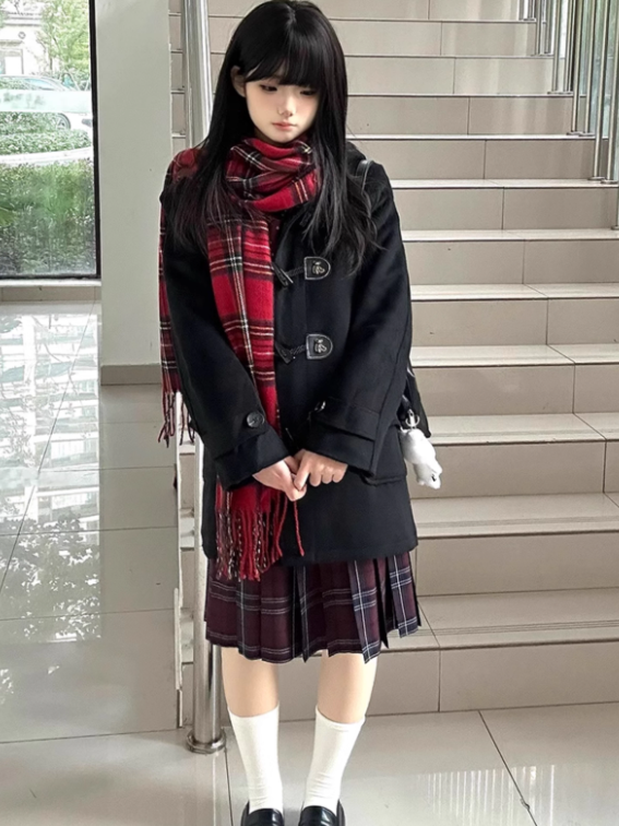 Musterrock 55CM Plissee Rot Uniform JK Plaid