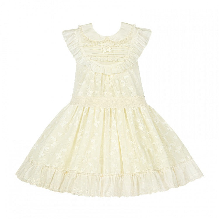 Patched Lace Pan Creamy Collar Lolita Peter Butterfly Dress