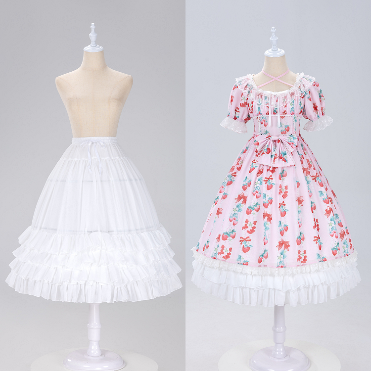Hemline Birdcage Petticoat Tiered 75cm White/Beige Chiffon Fish-bone