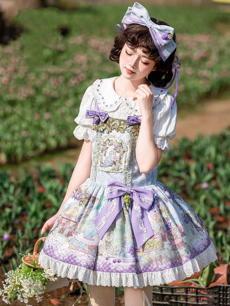Trauben Overall Papagei Süßes Lolita-Kleid mit Print und niedlich