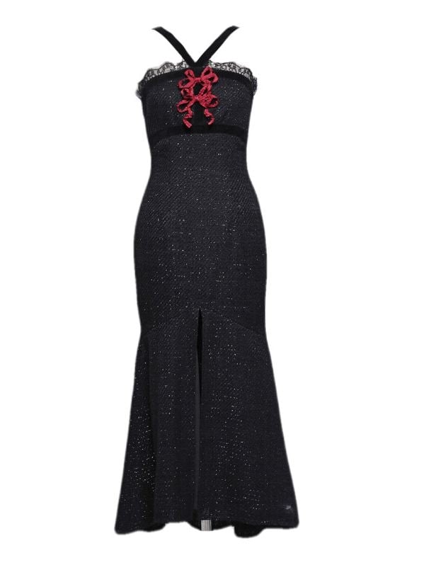 Gothic Christmas Lace Meerjungfrau Rock Tweed Etuikleid