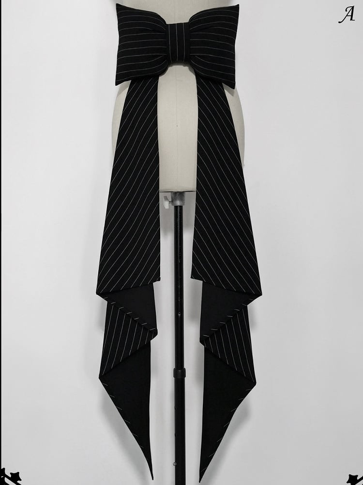 Train Bunny Striped Theater Bowknot Black