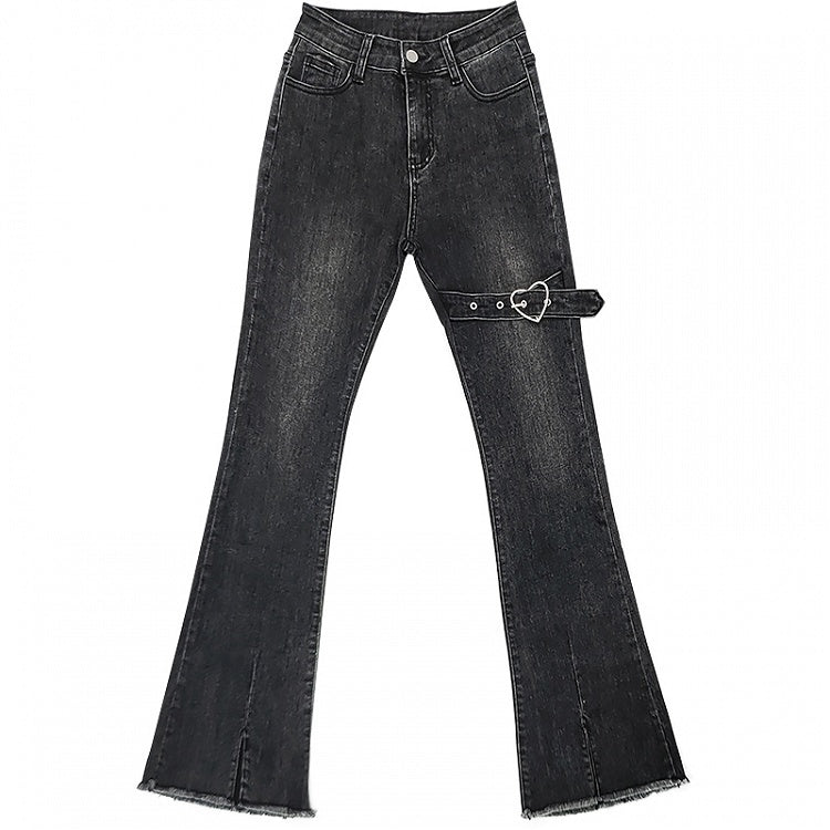 Jeans on Buckle Thigh Flared
